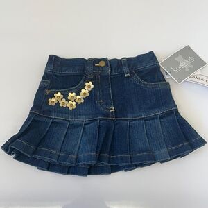 Koala Kids Denim Skirt w/Gold Flowers 12M NWT
